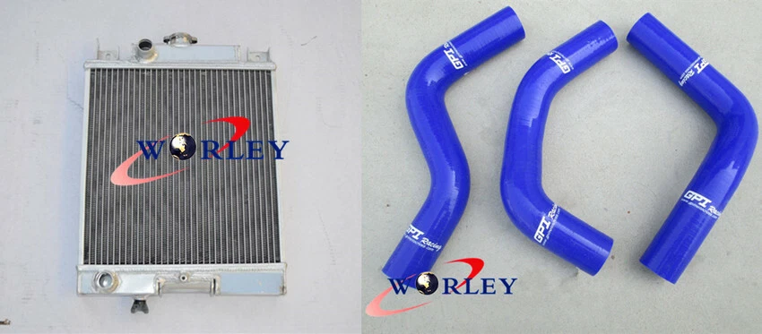 Полный алюминиевый радиатор для Suzuki Swift GTI 1989-1994 + красный шланг ручной 2 ряда - Изображение 3 из 4