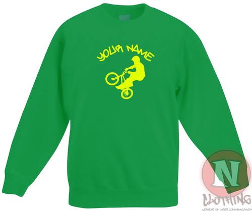 Personalised BMX sweatshirt bikes cycling Children kids - Just add name - Picture 11 of 13