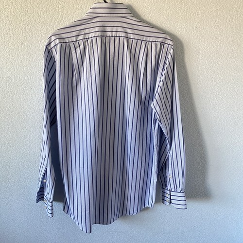 Camisa para hombre Pal Zileri azul despojada con botones talla mediana cuello 39 15,5 Italia - Imagen 4 de 4
