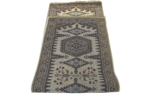 Vintage-Style Indo-Viss Oriental Runner Handmade Tribal Geometric Carpet 3X8 ft - Picture 12 of 13
