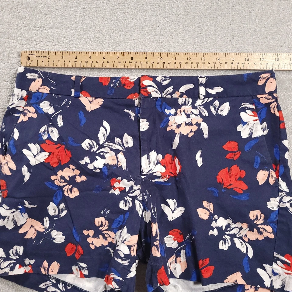 Pantalones Cortos Para Mujer Banana Republic 12 Azul Marino Floral 4" Entrepierna Chino Foto 4 de 4