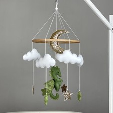 Dragon baby mobile crib Fantasy nursery decor Felt dragon mobile Neutral mobile