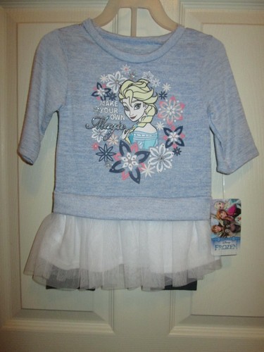 Disney Mädchen Frozen blau & grau zweiteiliges Legging Set Größe 2T Neu mit Etikett