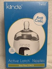 2 Pack New Kiinde Twist Active Latch Nipples Slow Flow Factory Sealed Item