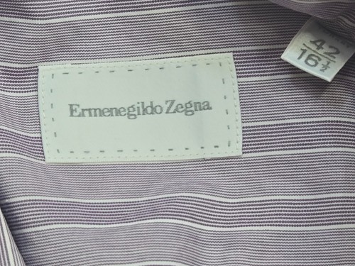 Ermenegildo Zegna Long Sleeve Dress Shirt Purple Striped Mens Size 16.5 - Picture 2 of 9