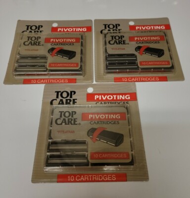 Lot of 3 Vintage Top Care Atra Pivoting Twin Blades Shaving Cartridges 30 Total