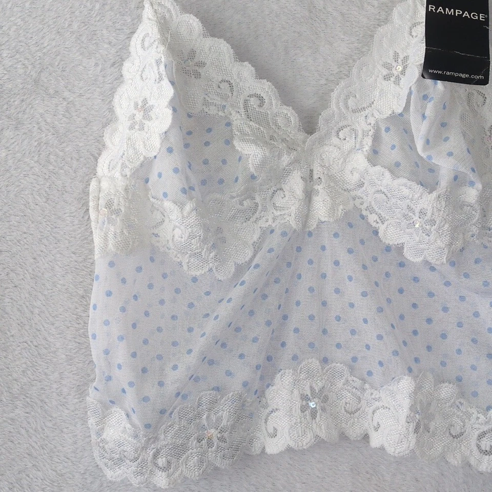 Bralette de encaje a lunares blanco Rampage Junior talla L Foto 2 de 4