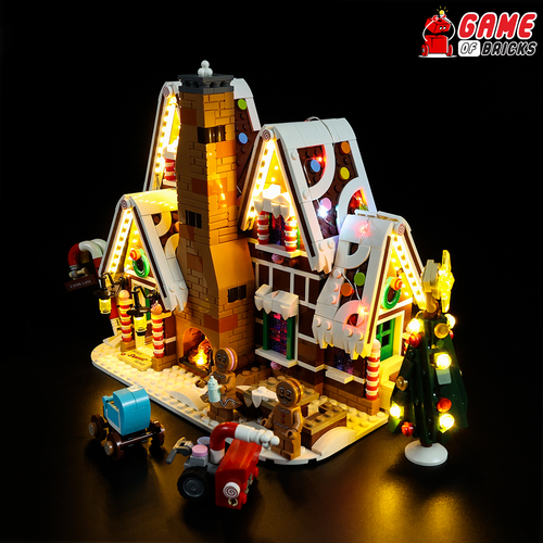 LED Light Kit for Gingerbread House - Compatible with LEGO® 10267 Set (Remote) - Picture 2 of 12