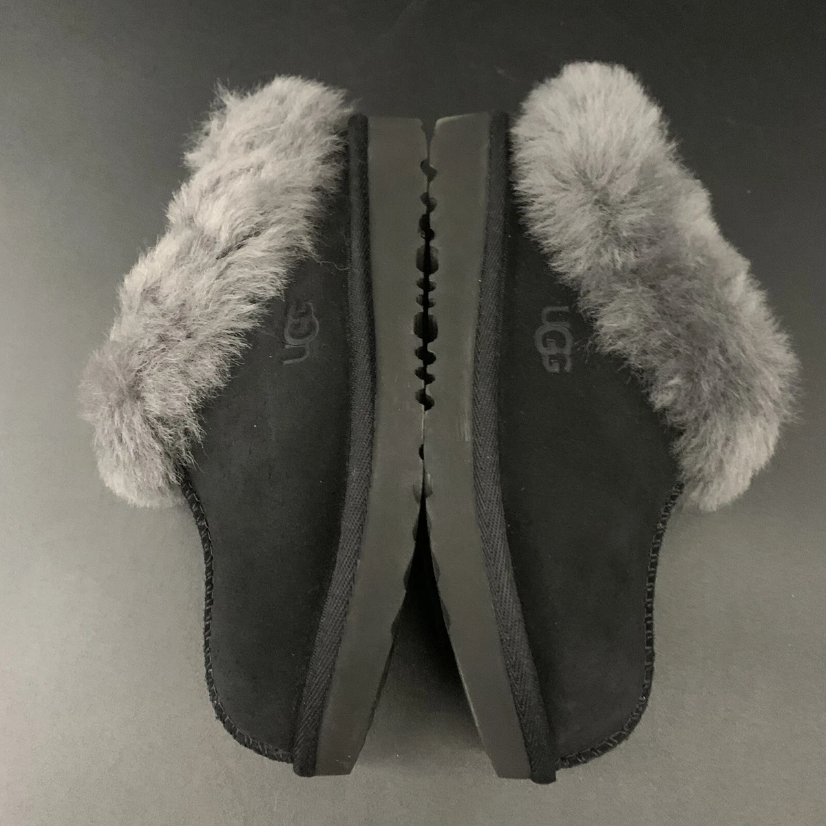 UGG MORAENE CLOG LITTLE KID SIZE 13K BLACK SUEDE WOOL FLUFF