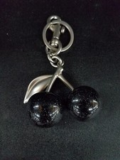 Fashional Bag Charm KeyChain Glitter Resin and Metal Brass/Black Cherry Charm