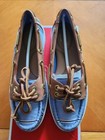 Women’s Coach Richelle Blue Striped Fabric & Brown Leather Boat Shoes Size 5 — photo 2