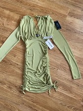NWT NA-KD Romme Strijd Deep Neckdrop Gathered Dress XS