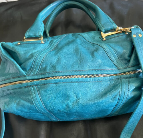 KOOBA Umhängetasche türkis blau grün Leder unten Reißverschluss Taschen - Bild 3 von 9