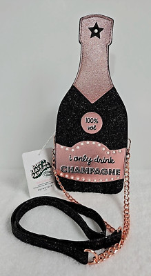 Skinny Dip Champagne Bottle Purse  I Only Drink Champagne  Crossbody Bag New