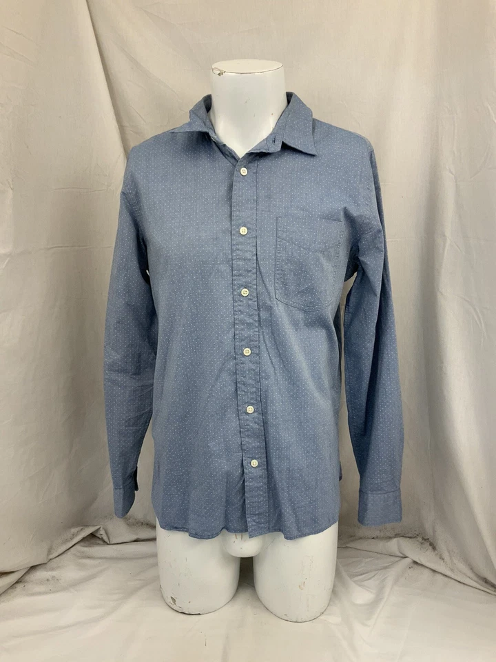 Jack Spade 长袖纽扣衬衫 M 男式蓝色格子棉完好状况 YGI P2-384 — 第 2/4 张图片