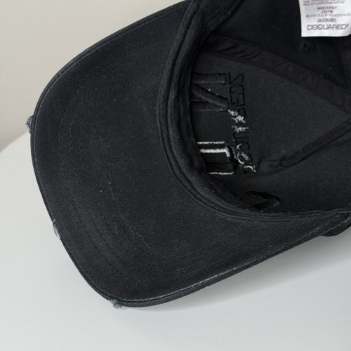 Dsquared2 Icon Black Distressed Baseball Cap Made In Italy - Imagen 10 de 13