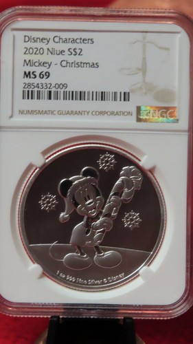 2020 Niue $2 - Christmas Mickey - NGC MS69 Disney 1 Oz .999 Silver Coin - Picture 6 of 9