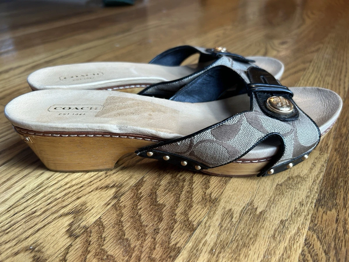 Coach Buckle Slide Sandals for Women with Upper Leather for sale