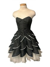Betsey Johnson Evening Strapless Black Cocktail Dress with White Trim Size 0