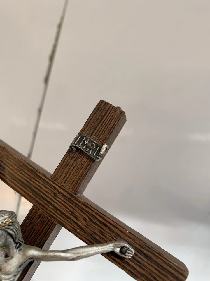 Crocifisso legno e metallo bagno argento 999‰ Made in Italy 21x11 cm - Immagine 4 di 4