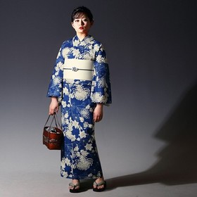 Women's Yukata Set Kimono Obi Geta Red Off-White Cotton Free Size Japanese Brand