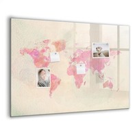 Glas Memoboard Set Mit Schwarzem Marker Schwamm Magneten Aquarell Weltkarte