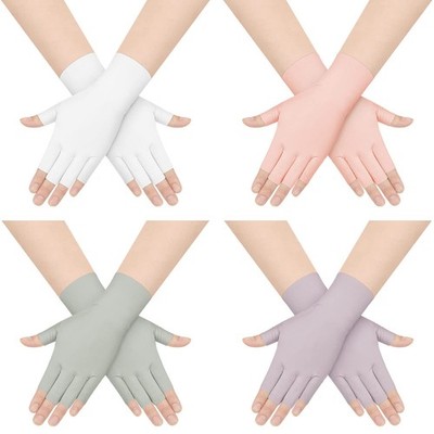 Sureio 4 Pairs Sun Protection UV Gloves for Women Fingerless Hand UV Protecti...