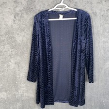 Vintage Navy Burnout Velvet Cardigan Whimsy Goth Large