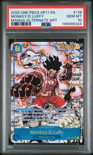 2025 One Piece Op11- Fist Divine Speed Monkey D Luffy Manga Alt Art PSA 10 #118