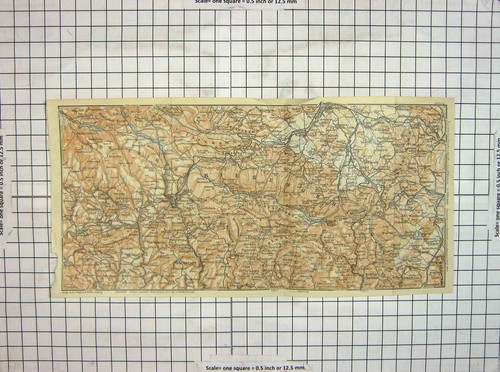 Original Old Antique Print Map Germany Schmiedeberg Gablontz Hurschberg