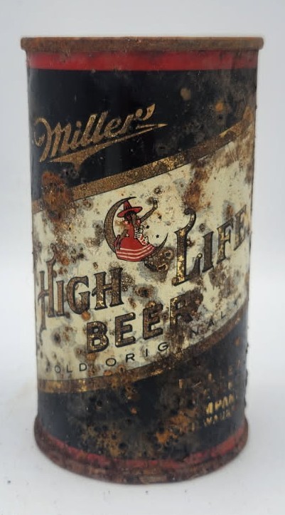 Vintage Miller High Life flat top Beer can Black w/quality statement NO BEER