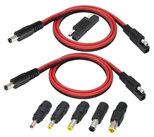 2Pack SAE to DC Adapter Cable SAE Plug to DC 5.5mmx2.1mm Male Connector Cables 