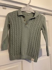 Billie  Kids Long Sleeved Khaki Green Knitted Style Top Age 12-18 Months