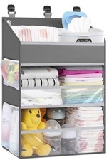 Hanging Diaper Caddy Organizer Crib Organizer Spacious Baby Girl/Boy Grey