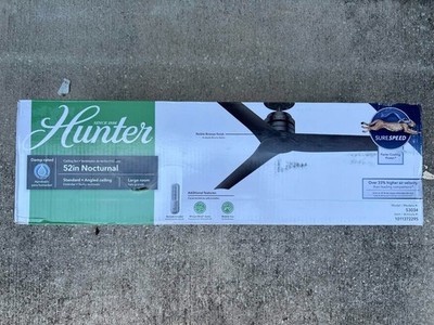 Hunter Nocturnal 52 in. Indoor/Outdoor Matte Black Ceiling Fan w/ Remote