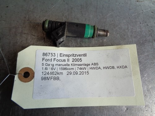 Ford Focus II Einspritzventil 98MFBB 1.6i 16V 74kW HWDA. HWDB. HXDA 86753