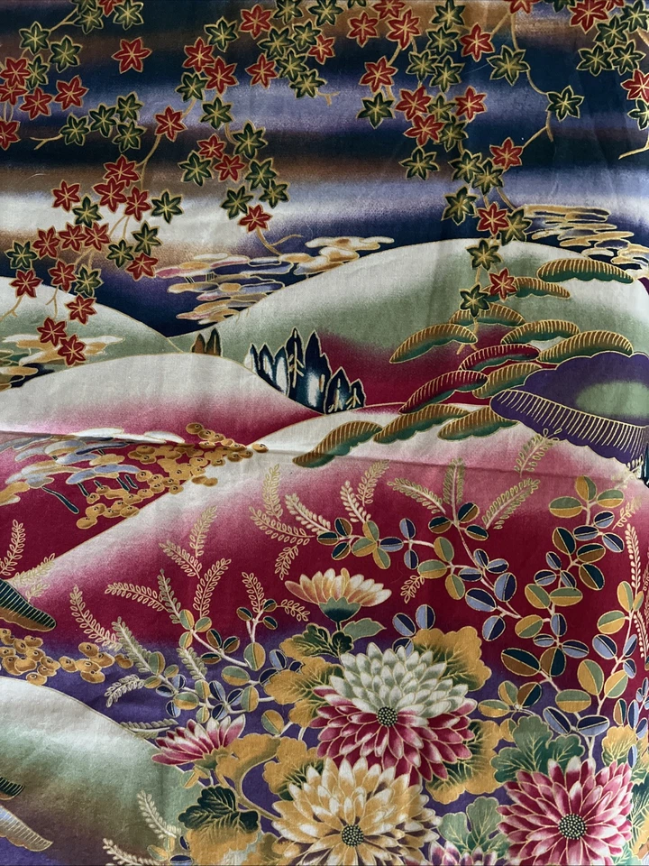 Floral w/ Metallic  Cotton Fabric 32.75 X 41” - Image 4 of 4