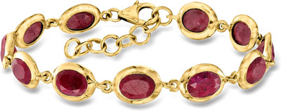 16,00 Ct. T.W. Rubin Armband in 18Kt Gold über Sterling. 7 Zoll