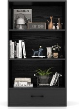 4-Tier Bookcase W/ Storage Drawer Modern Organizer Display Storage Shelves W/