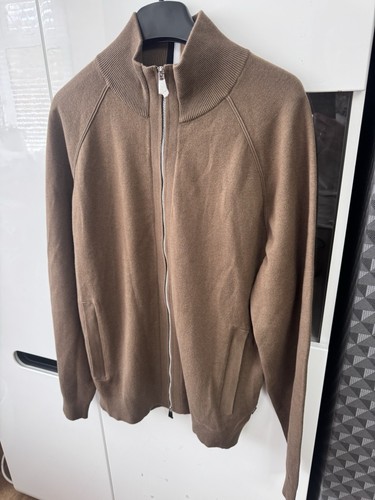 Hugo Boss Perrone Knitted Full Zip Men’s Sweater Brown Cardigan Size Medium NEW - Picture 9 of 13