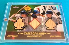 Edgar Martinez, Bret Boone, John Olerud:2002 TOPS CHROME Game-used...