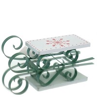 Posiwio Weihnachtsdeko Schlitten GrüN & Weiß 19 X 6 Cm - Metall & Holz