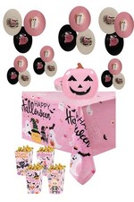 53 Pcs Happy Birthday Halloween Pink Decorations For Girl's Halloween Party