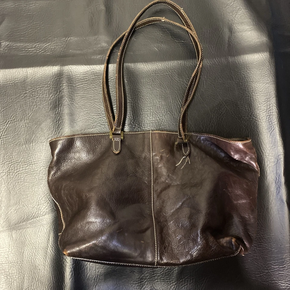 Bolso de Mano de Cuero Claudia Firenze Hecho en Italia, Marrón Usado Foto 2 de 4