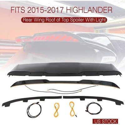 Fit For  Highlander 2015-2017 Black Roof Wing Trunk Top Spoiler W/led Light