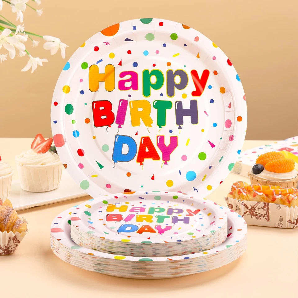 176 PIEZAS Suministros para Fiesta de Feliz Cumpleaños, Platos de Feliz Cumpleaños Sirve 25, Incluye... Foto 4 de 4