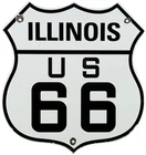 VINTAGE US ROUTE 66 ILLINOIS PORCELAIN METAL HIGHWAY SIGN GAS SHIELD OIL ROAD