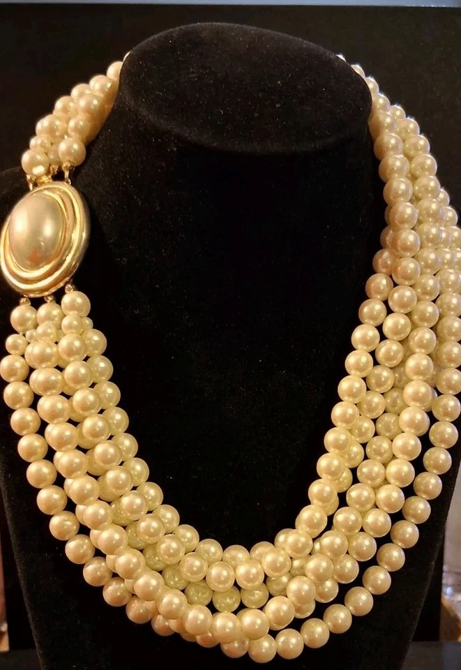 Vintage Carolee Multi Strand Pearl Necklace - Image 3 of 4