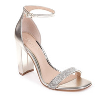 JEWEL BADGLEY MISCHKA Keshia III Jewelled Ankle Strap Sandals US 7 Metallic Gold