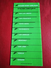 Wings West Airlines Timetable October 22, 1983